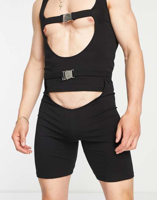 ASOS DESIGN legging shorts with cut out in black - part of a set