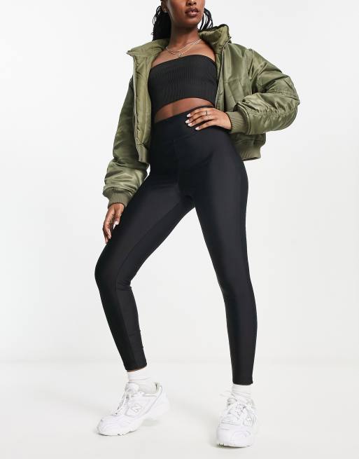 ASOS DESIGN legging with high waist in matte sheen in black