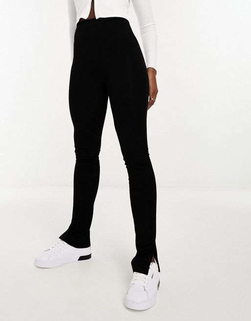 ASOS DESIGN leggings with side slit in black