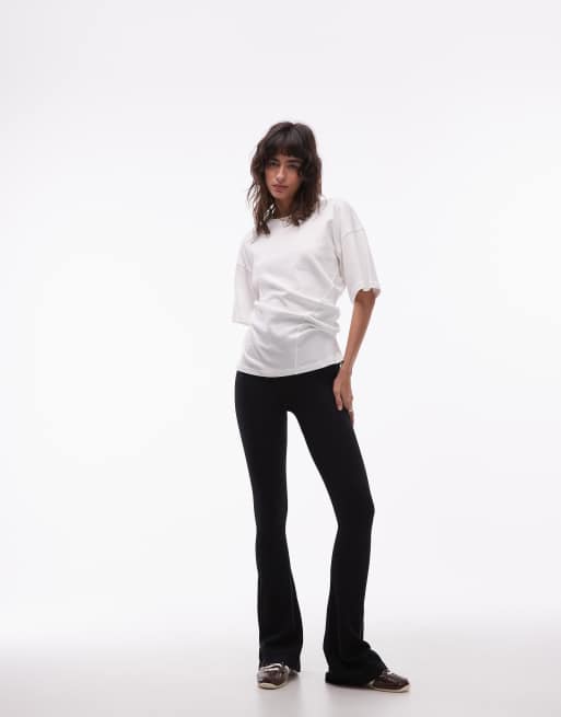 ASOS DESIGN - Leggings a zampa neri a costine senza cuciture, 3 di 5