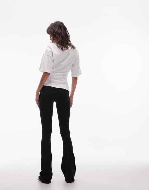 ASOS DESIGN - Leggings a zampa neri a costine senza cuciture, 4 di 5