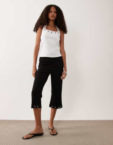 ASOS DESIGN - Leggings a zampa neri con occhielli e lunghezza al polpaccio - view 1