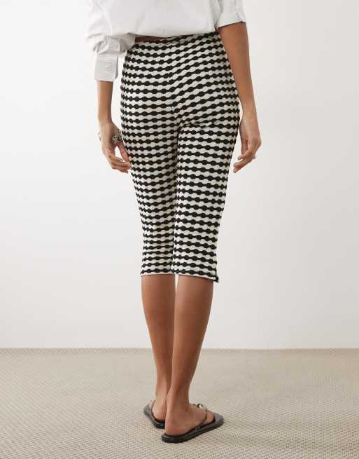 ASOS DESIGN - Leggings capri a cuadros vichy monocromáticos de croché liso, 5 de 5