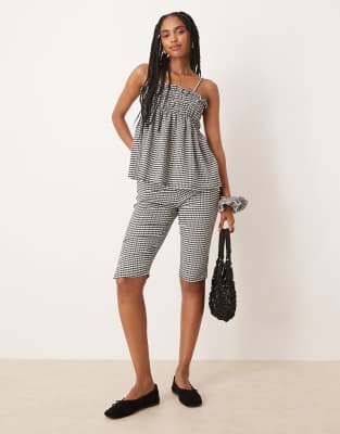 ASOS DESIGN - Leggings capri con stampa a quadretti monocromatici in coordinato - view 1