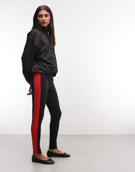 ASOS DESIGN leggings con dettaglio pannello laterale in nero e rosso