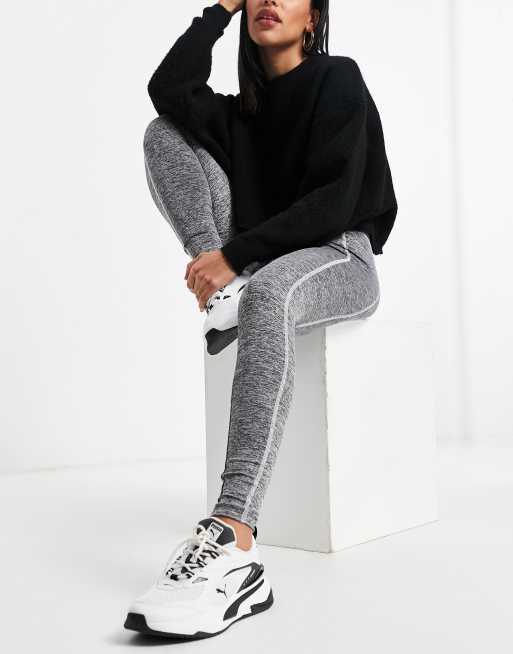 ASOS DESIGN - Leggings grigio mélange con cuciture a contrasto in coordinato, 3 di 4
