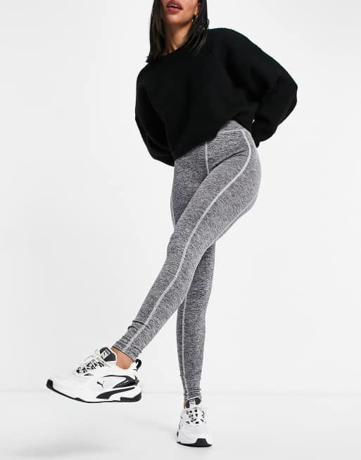 ASOS DESIGN - Leggings grigio mélange con cuciture a contrasto in coordinato, 4 di 4