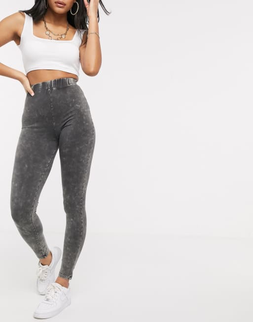 ASOS DESIGN - Leggings i koksgrå syrevask
