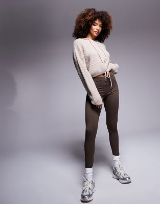 Asos Design Leggings In Chocolate-brown
