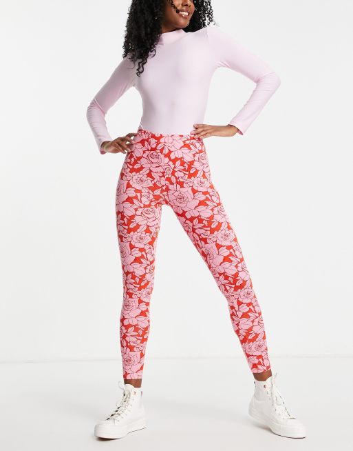 ASOS DESIGN leggings in pink and red floral