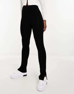 ASOS DESIGN - Leggings in Schwarz mit seitlichem Schlitz