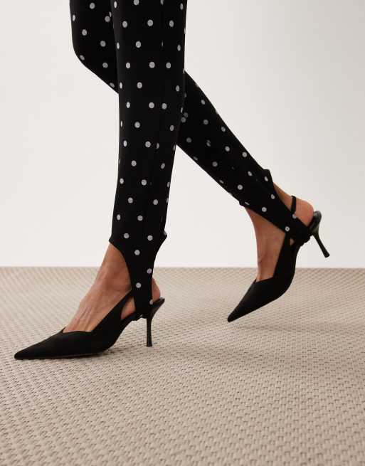 ASOS DESIGN leggings interlock con estribo y estampado de lunares negros, 4 de 5