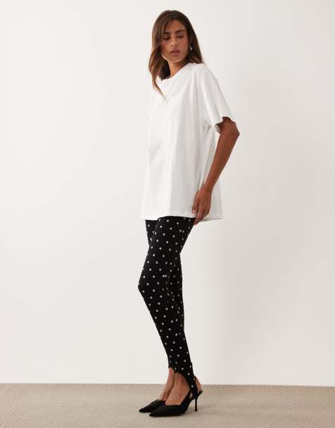 ASOS DESIGN leggings interlock con staffa con stampa a pois neri - view 1