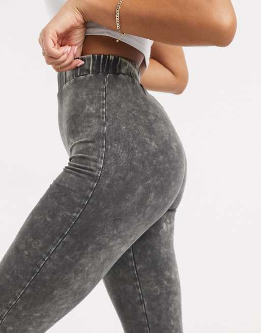 ASOS DESIGN - Leggings lavaggio acido antracite, 3 di 4