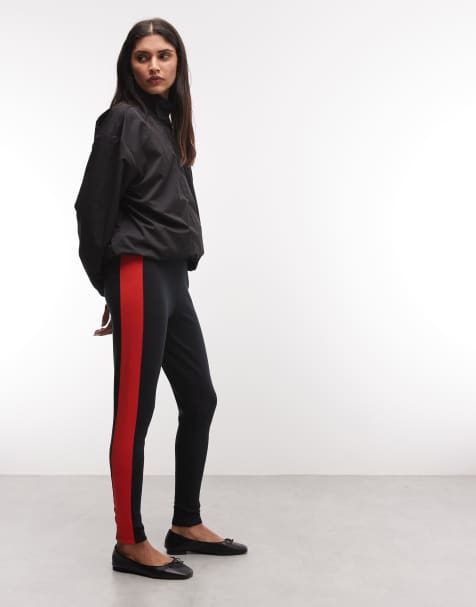 ASOS DESIGN leggings med sidopaneldetalj i svart och rött - view 1
