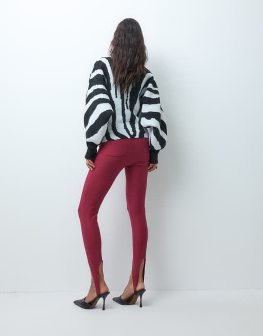 ASOS DESIGN - leggings pitillo de traje con estribo en rojo, 3 de 5