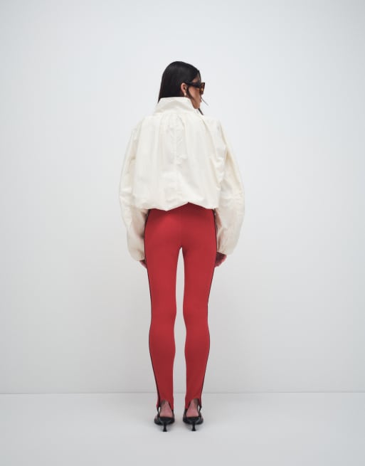 ASOS DESIGN - Leggings rojos estilo fuseau con raya lateral en contraste, 4 de 7