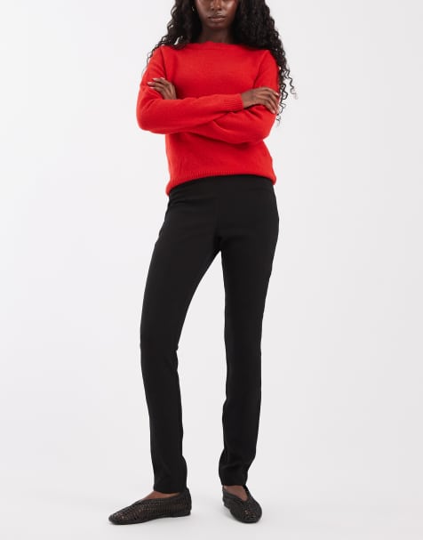 ASOS DESIGN leggings sartoriali con zip alla caviglia e dettaglio a righe laterali neri - view 1