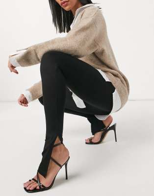 ASOS DESIGN leggings with side slit in black