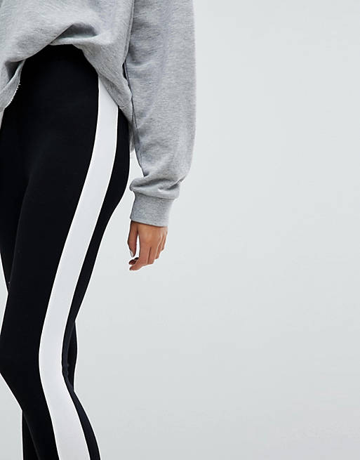 Women's Slazenger Waverly Side Stripe High Rise Breathable Leggings in Black 