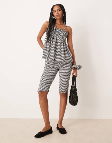 ASOS DESIGN – Legginsy capri w czarno-białą kratkę vichy, część zestawu - view 1