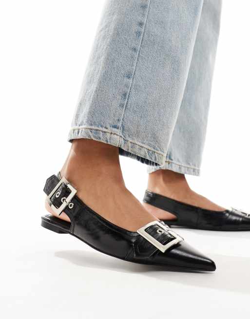 ASOS DESIGN Legion buckle ballet flats in black | ASOS