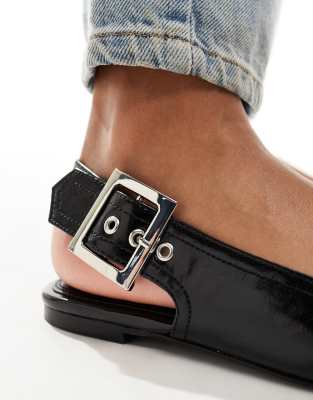 ASOS DESIGN Legion buckle ballet flats in black
