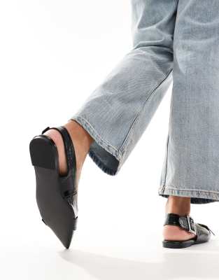 ASOS DESIGN Legion buckle ballet flats in black