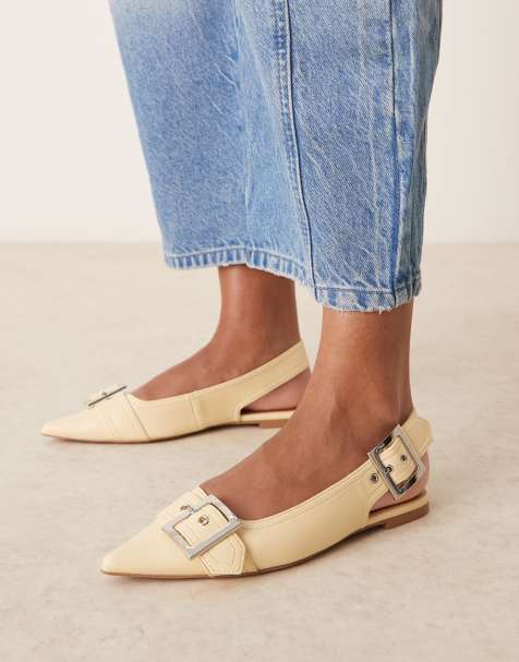 ASOS DESIGN – Legion – Żółte balerinki z klamrami - view 1