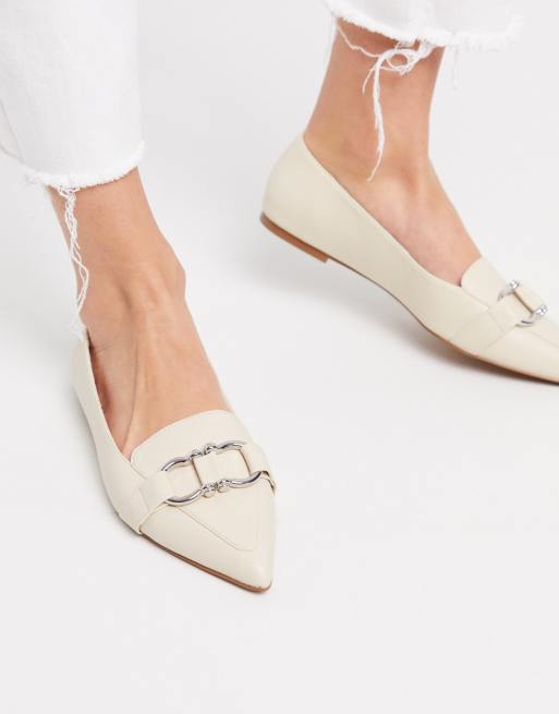 ASOS DESIGN - Legit - Ballerine stile mocassino color osso con morsetto