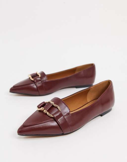 ASOS DESIGN Legit Loafer Ballet Flats In Oxblood ASOS