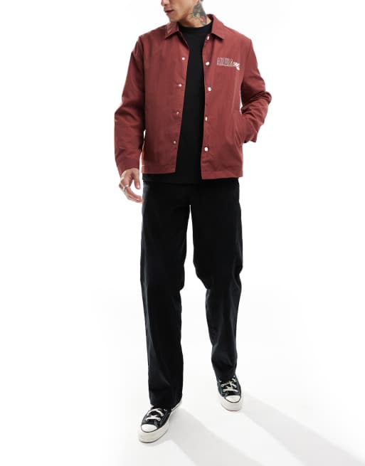 ASOS DESIGN – Leichte College-Harrington-Jacke in Rot mit weißem Rückendruck, 4 von 4