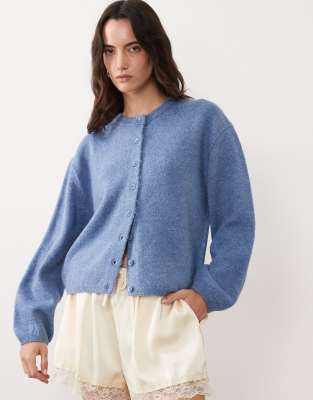 ASOS DESIGN - Leichte, locker geschnittene Strickjacke in Blau