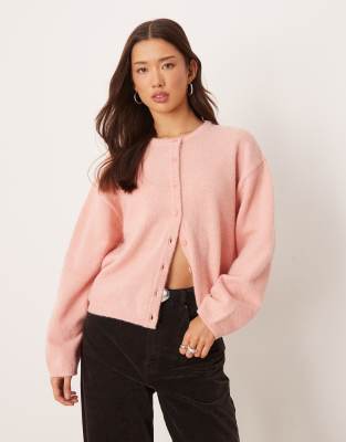 ASOS DESIGN - Leichte, locker geschnittene Strickjacke in Rosa