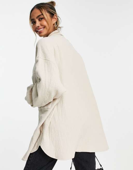 ASOS DESIGN – Leichte, strukturierte Hemdjacke in Cremeweiß, 2 von 4