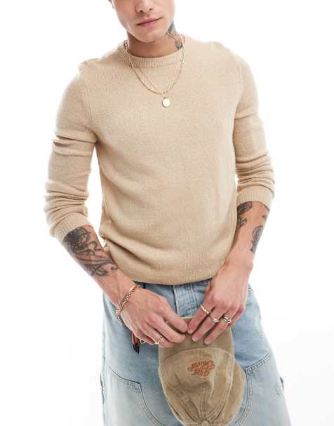 ASOS DESIGN – Leichter, angerauter Strickpullover in Hellbeige - view 1