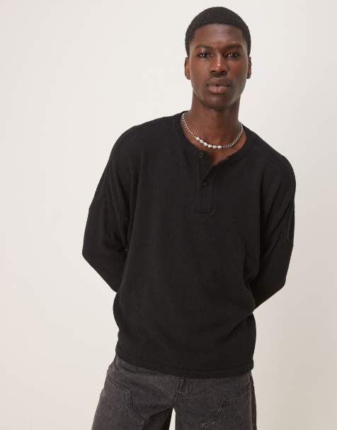 ASOS DESIGN – Leichter, kastiger Bouclé-Strickpullover in Schwarz mit extremer Oversize-Passform - view 1