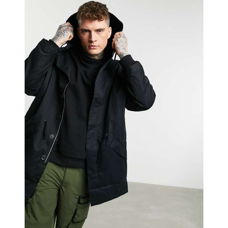 Asos black parka hotsell