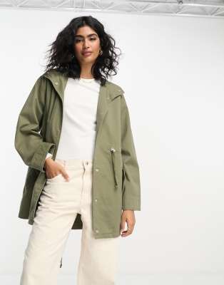 ASOS DESIGN - Leichter Parka in verwaschenem Khaki-Grün