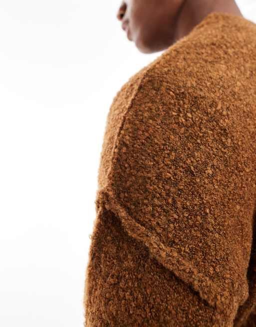 ASOS DESIGN – Leichter, strukturierter Strickpullover in Rostrot mit Rundhalsausschnitt und lockerer Passform, 2 von 4