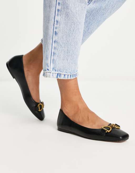 ASOS DESIGN Leighton Ballerine nere con punta squadrata ASOS