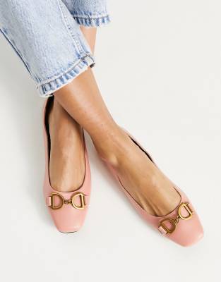 ASOS DESIGN - Leighton - Flache Ballerinas in Rosa mit eckiger Zehenpartie