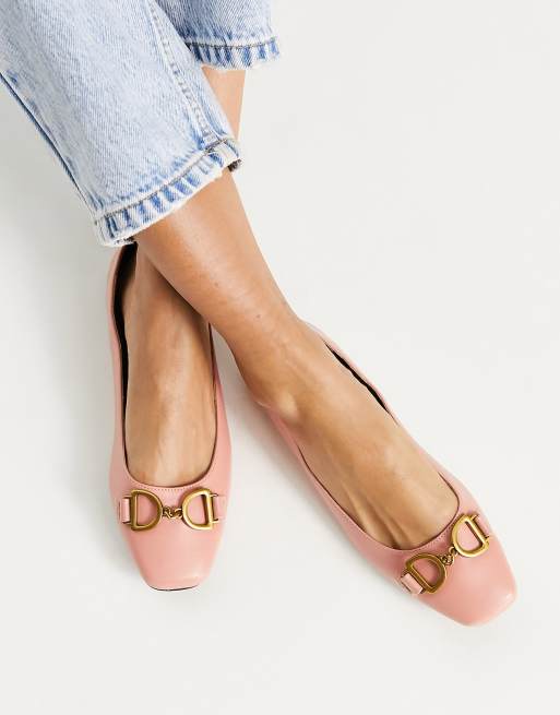 ASOS DESIGN Leighton square toe ballet flats in pink