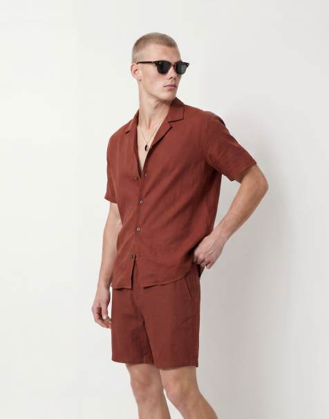 ASOS DESIGN – Leinen-Set in Braun mit Oversize-Passform - view 1