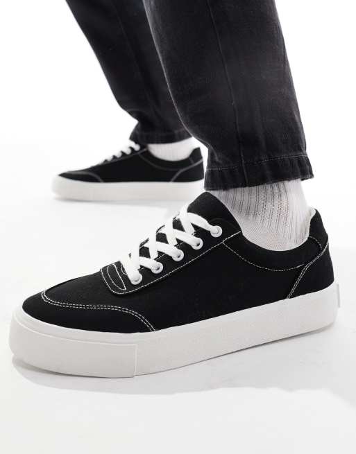 ASOS DESIGN Leinen Sneaker in Schwarz ASOS