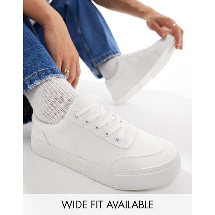 Asos design sneakers in white canvas on sale