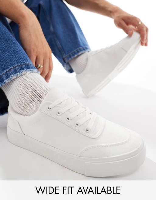 ASOS DESIGN Leinen Sneaker in WeiB