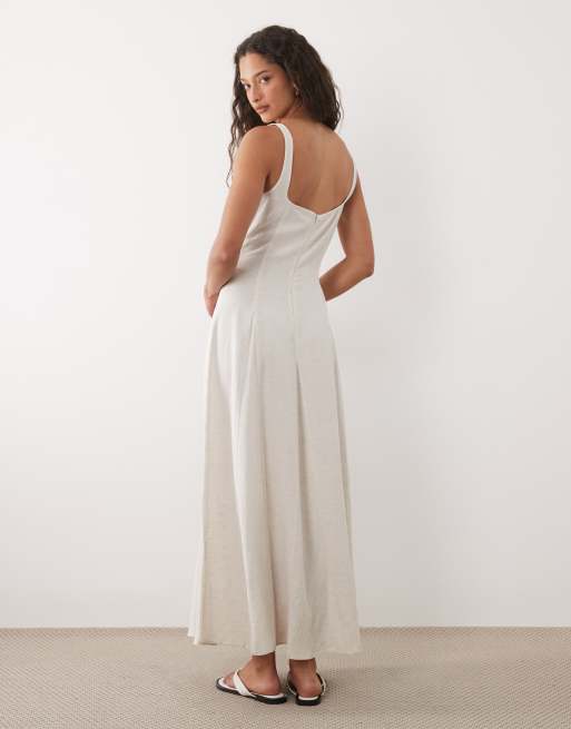 ASOS DESIGN – Leinenmix-Maxikleid in natürlichem Ton mit Ziernaht, 4 von 4