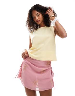 ASOS DESIGN - Leinenmix-Tanktop in Buttermilchgelb