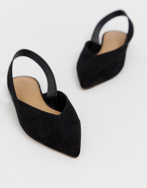 ASOS DESIGN Leisure high vamp slingback ballet flats in black - view 1
